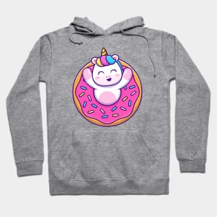 Cute Unicorn With Doughnut Cartoon Hoodie